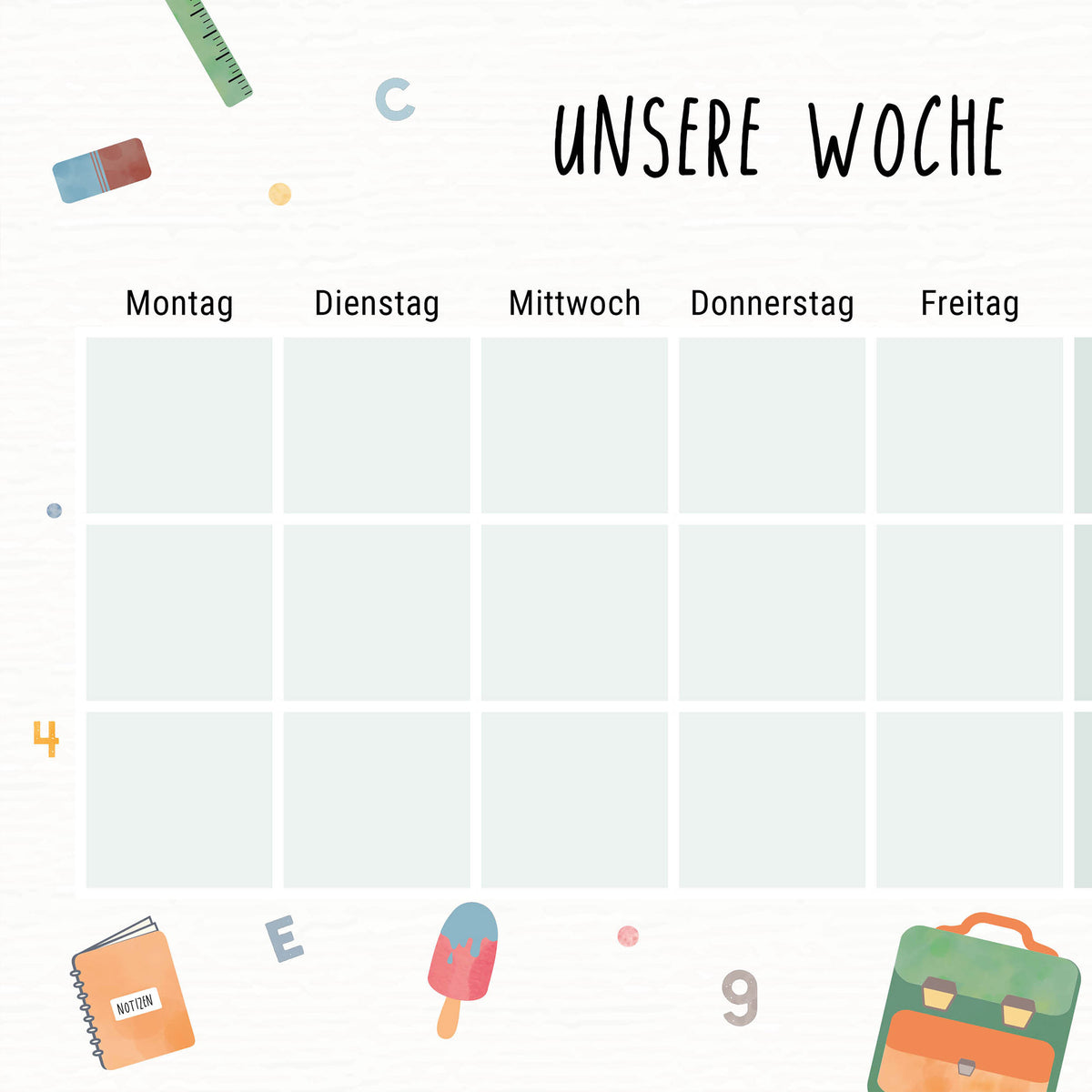Wochenplaner Familie magnetisch abwischbar illustriert byClou