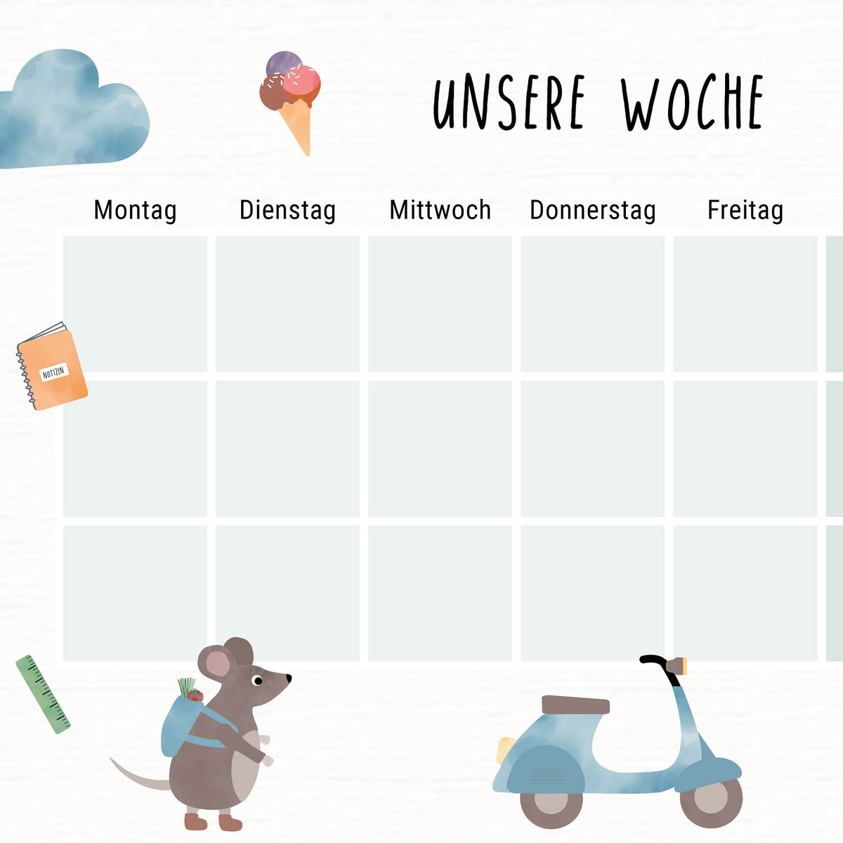 Wochenplan magnetisch abwischbar illustriert byClou