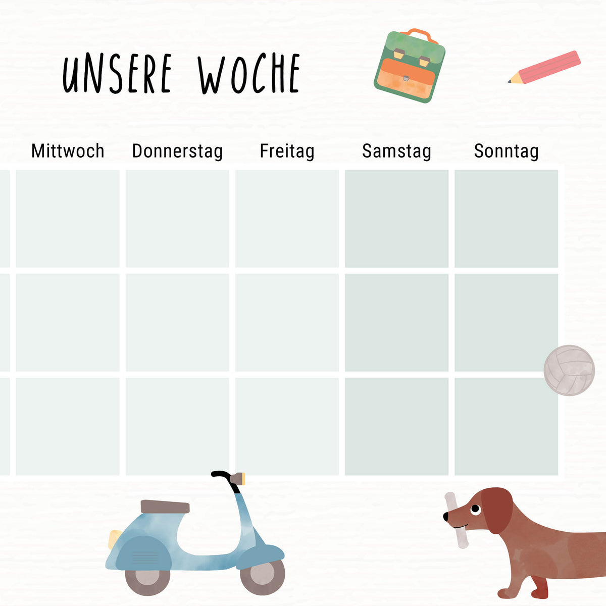Wochenplan magnetisch abwischbar illustriert byClou