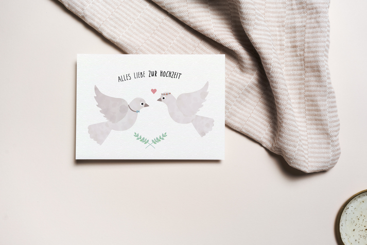 Postkarte Tauben "Alles Liebe zur Hochzeit" ByClou