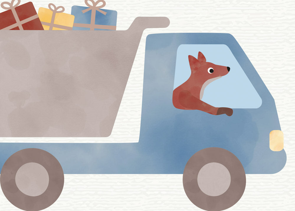 Postkarte - Baustellen Fuchs "Happy Birthday"
