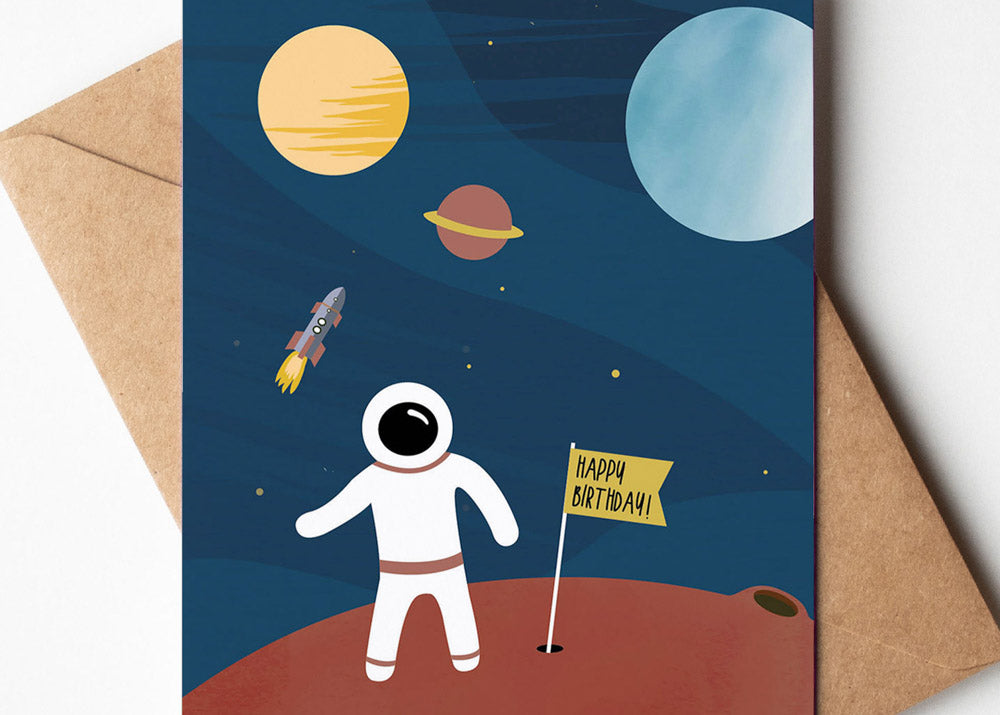 Postkarte - Weltraum "Happy Birthday"