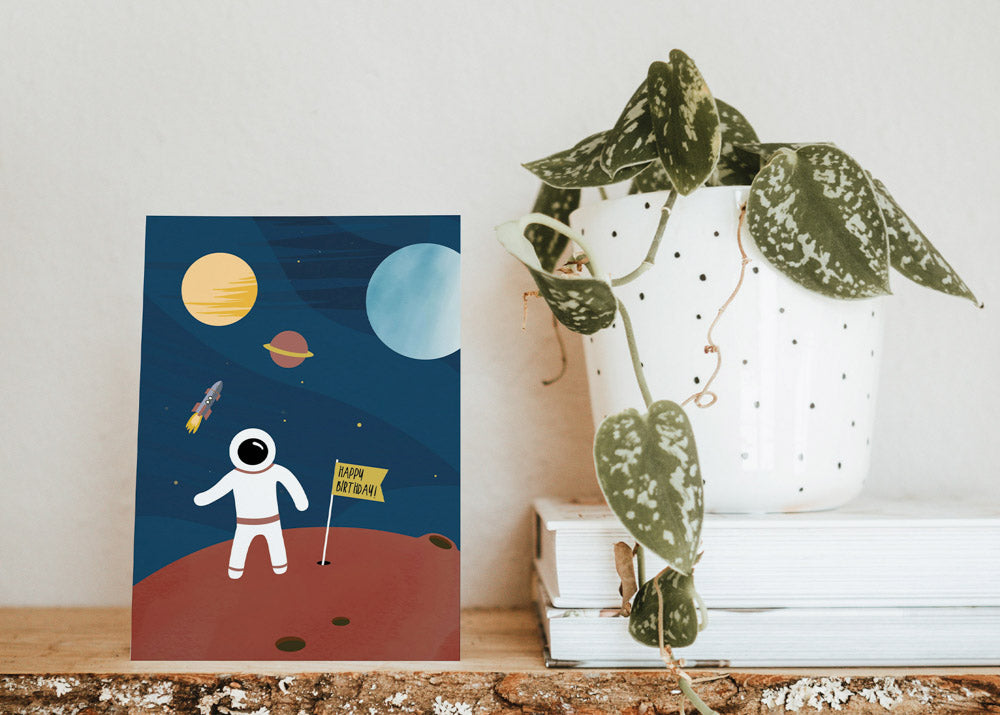 Postkarte - Weltraum "Happy Birthday"