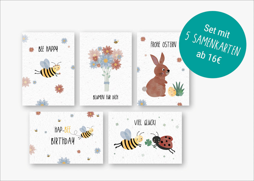 Samenpapier Karte - Biene "Bee Happy"
