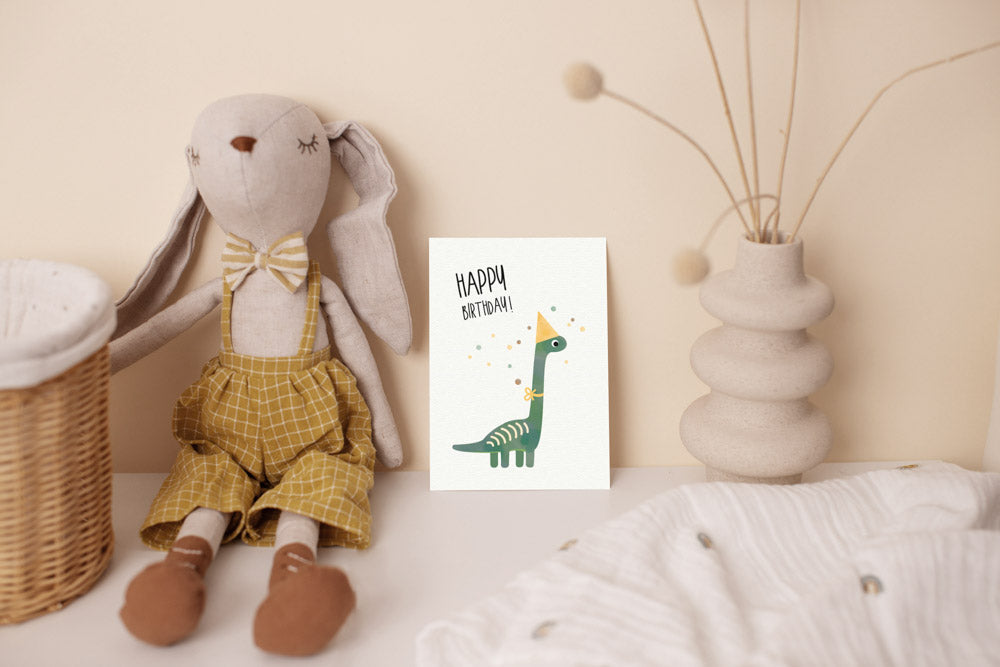 Grußkarte Dino Happy Birthday illustriert byClou
