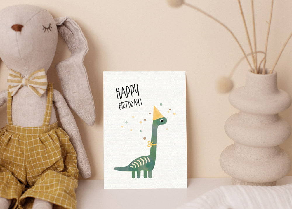 Grußkarte Dino Happy Birthday illustriert byClou
