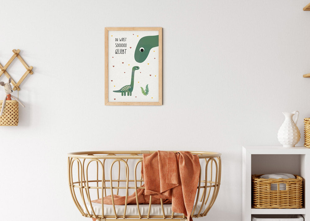 Poster - Dino "Geliebt" / niedliches Bild fürs Kinderzimmer