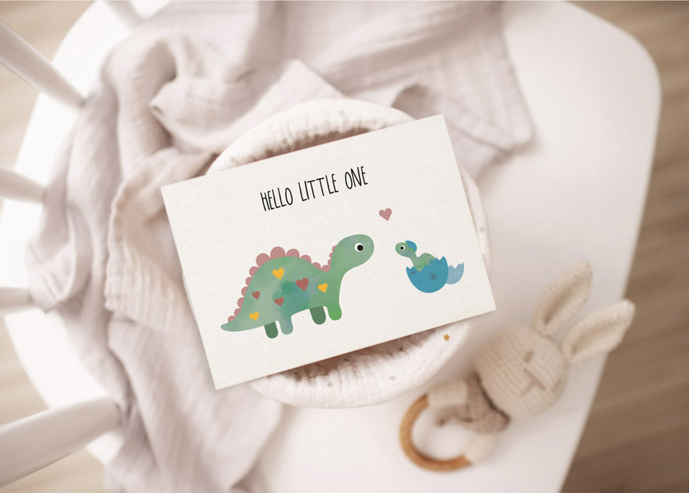 Grußkarte Dino hello little one illustriert byClou