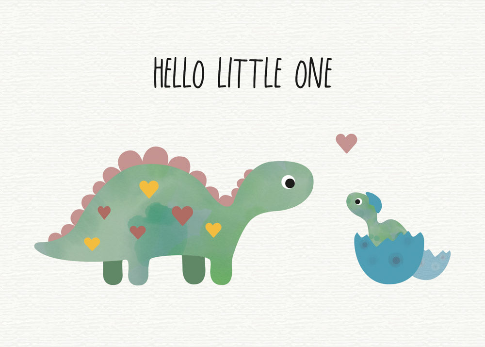 Grußkarte Dino hello little one illustriert byClou
