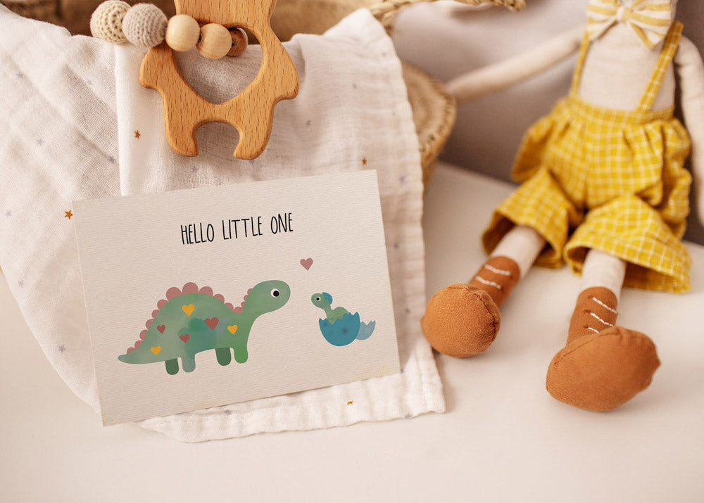 Grußkarte Dino hello little one illustriert byClou