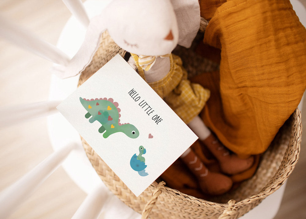 Grußkarte Dino hello little one illustriert byClou