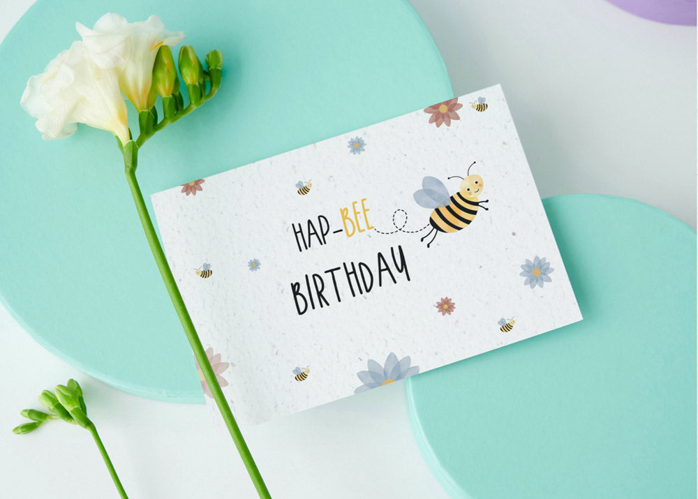 Samenpapier Karte Biene Hap-Bee Birthday pflanzbar nachhaltig byClou