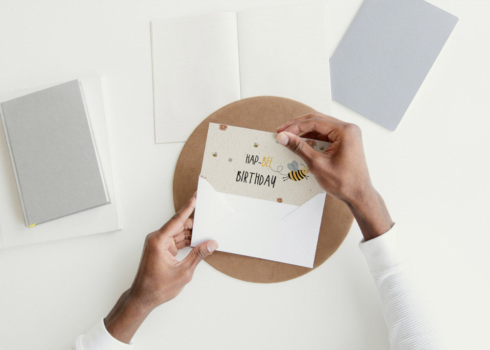 Samenpapier Karte Biene Hap-Bee Birthday pflanzbar nachhaltig byClou