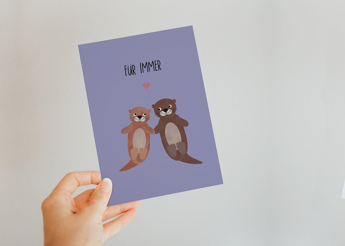Grußkarte Otter Liebe Für immer illustriert byClou