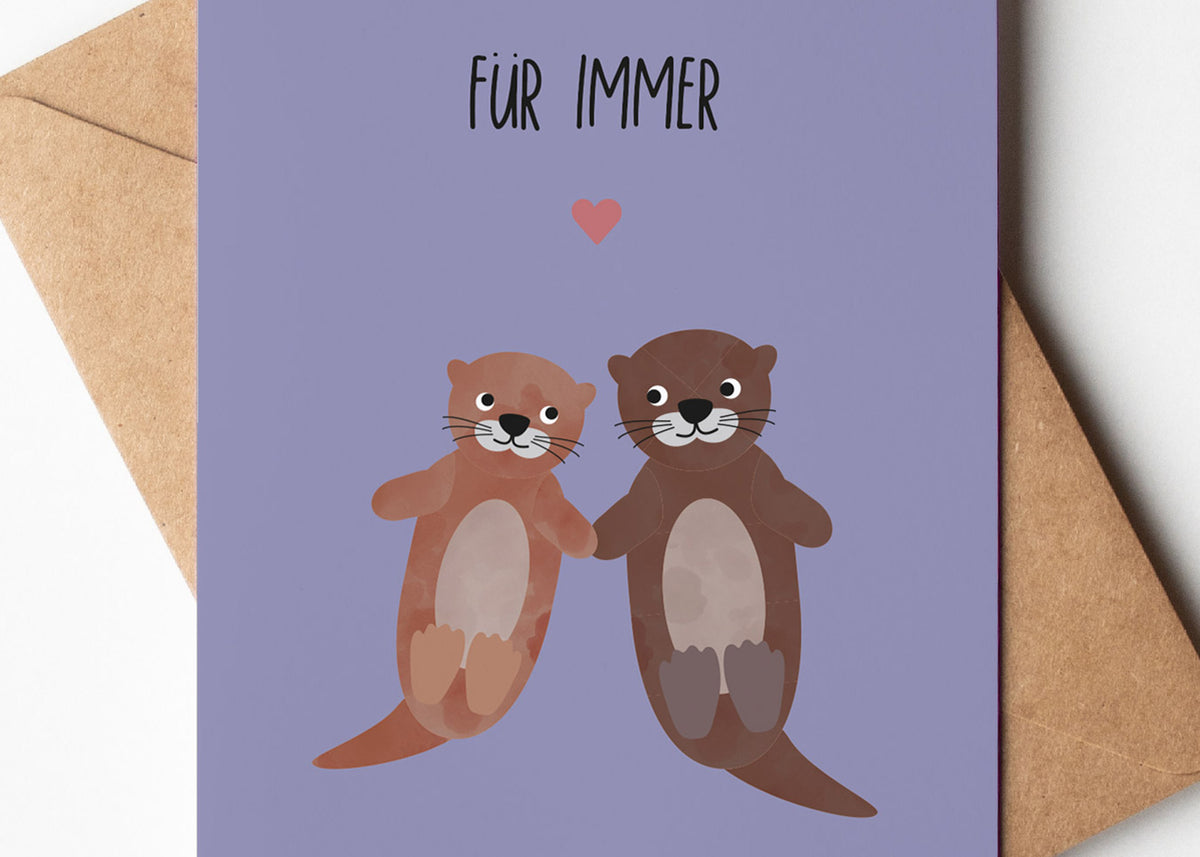 Grußkarte Otter Liebe Für immer illustriert byClou
