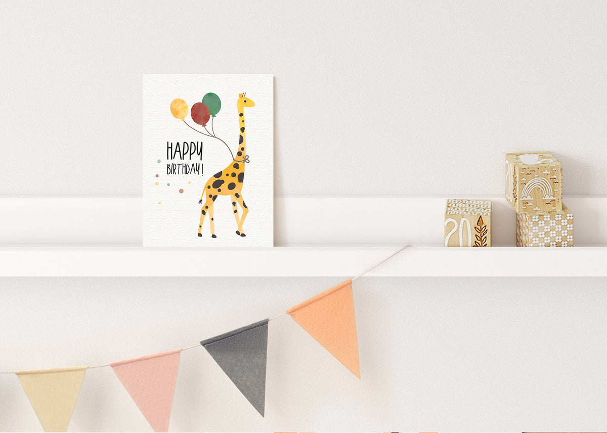 Grußkarte Giraffe Happy Birthday illustriert byClou