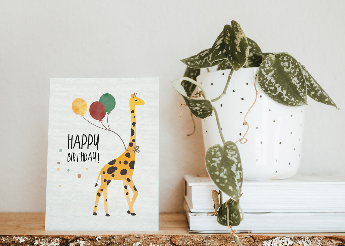 Grußkarte Giraffe Happy Birthday illustriert byClou