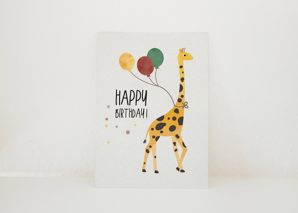Grußkarte Giraffe Happy Birthday illustriert byClou