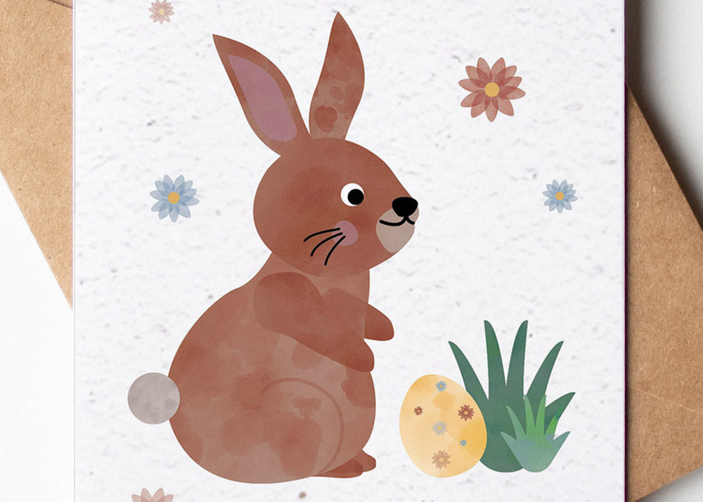 Samenpapier Karte Osterhase Blumen Frohe Ostern pflanzbar nachhaltig byClou