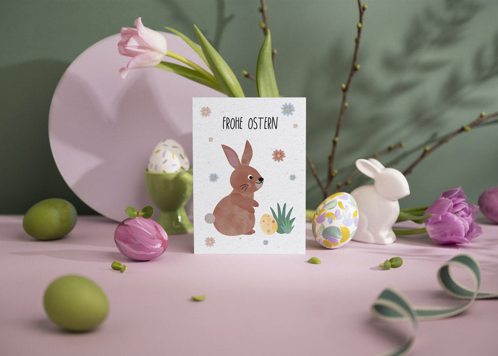 Samenpapier Karte Osterhase Blumen Frohe Ostern pflanzbar nachhaltig byClou