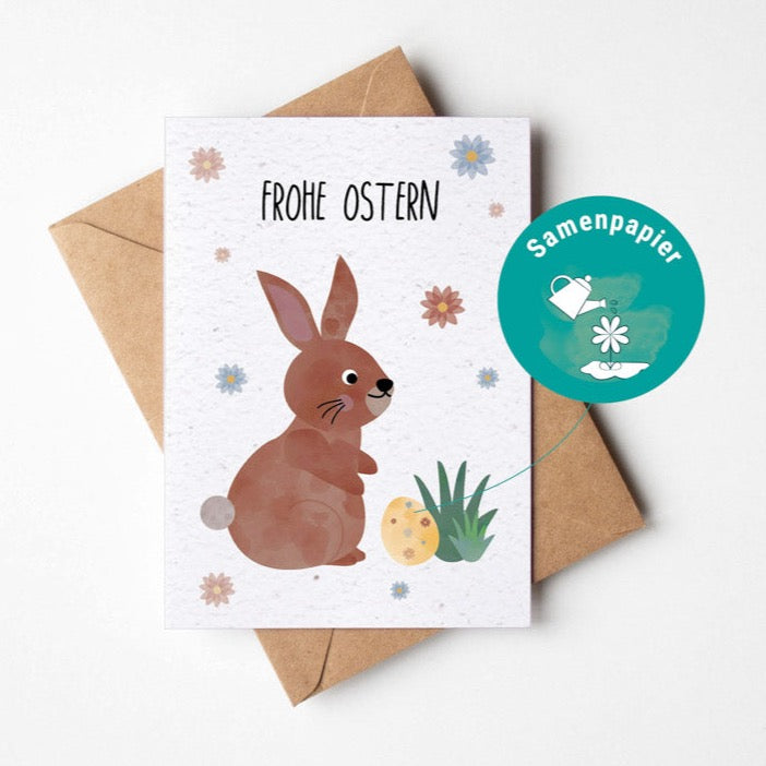 Samenpapier Karte Osterhase Blumen Frohe Ostern pflanzbar nachhaltig byClou