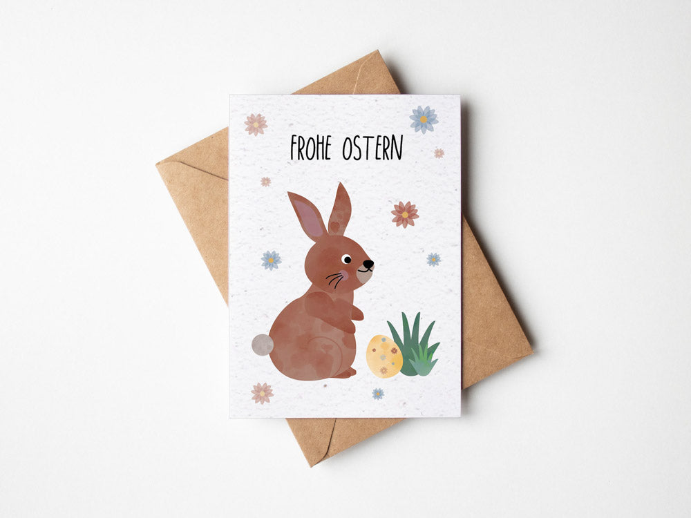 Samenpapier Karte Osterhase Blumen Frohe Ostern pflanzbar nachhaltig byClou