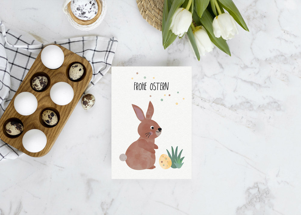 Grußkarte Hase Frohe Ostern illustriert byClou