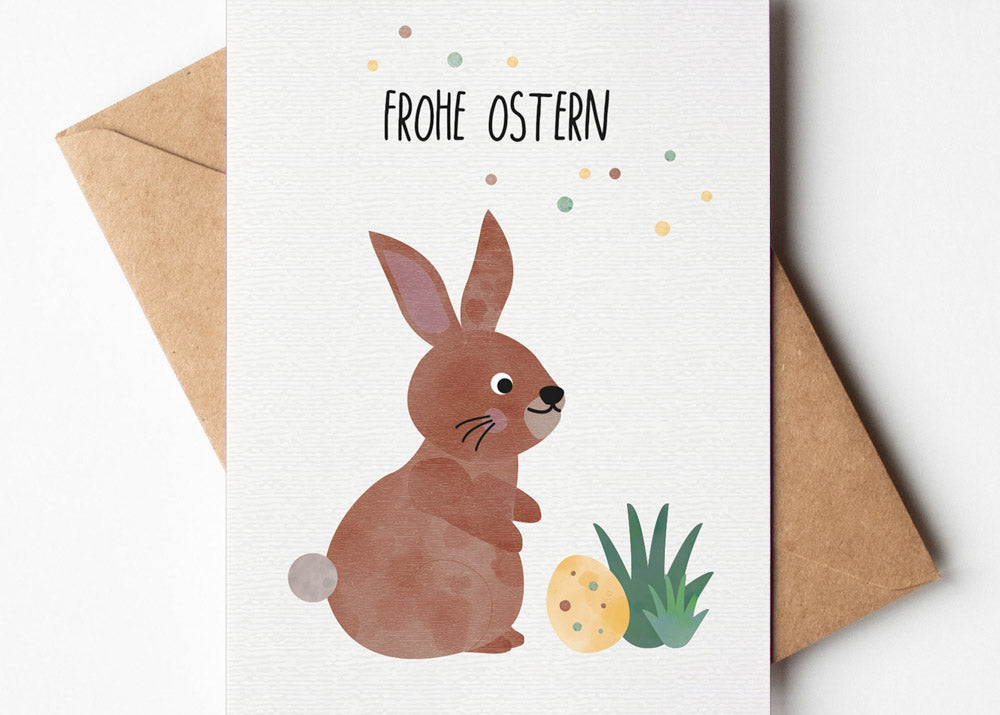 Grußkarte Hase Frohe Ostern illustriert byClou