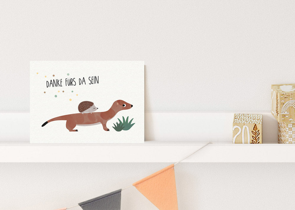 Postkarte - Wiesel&Igel "Danke fürs da sein"