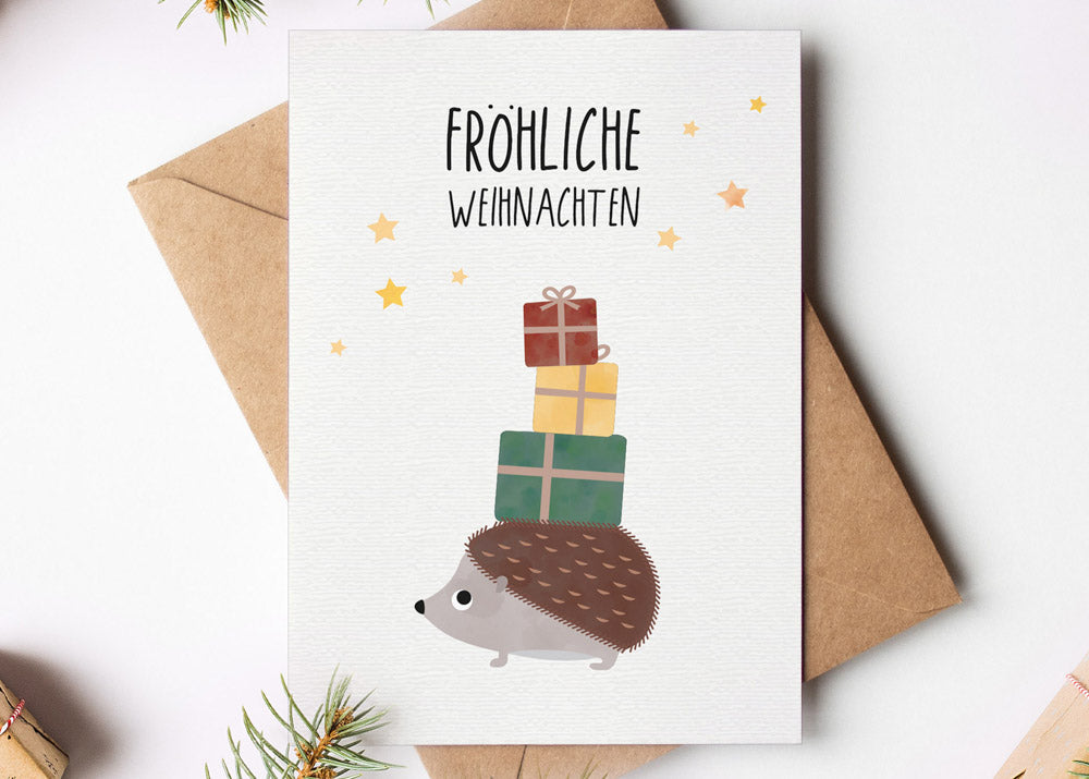 Grußkarte Weihnachts-Igel illustriert byClou