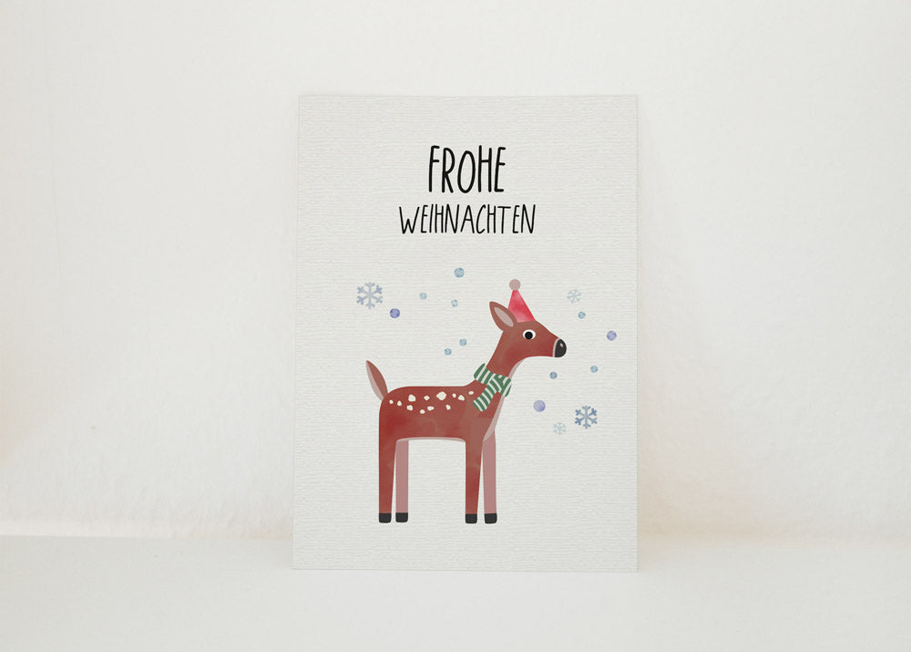 Grußkarte Weihnachts-Reh illustriert byClou
