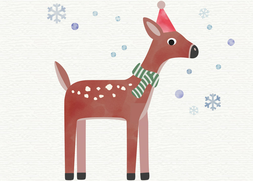 Grußkarte Weihnachts-Reh illustriert byClou