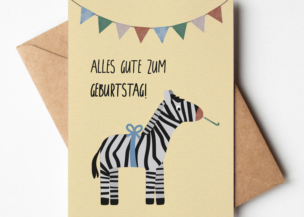 Karte - Zebra &quot;Alles Gute zum Geburtstag&quot;